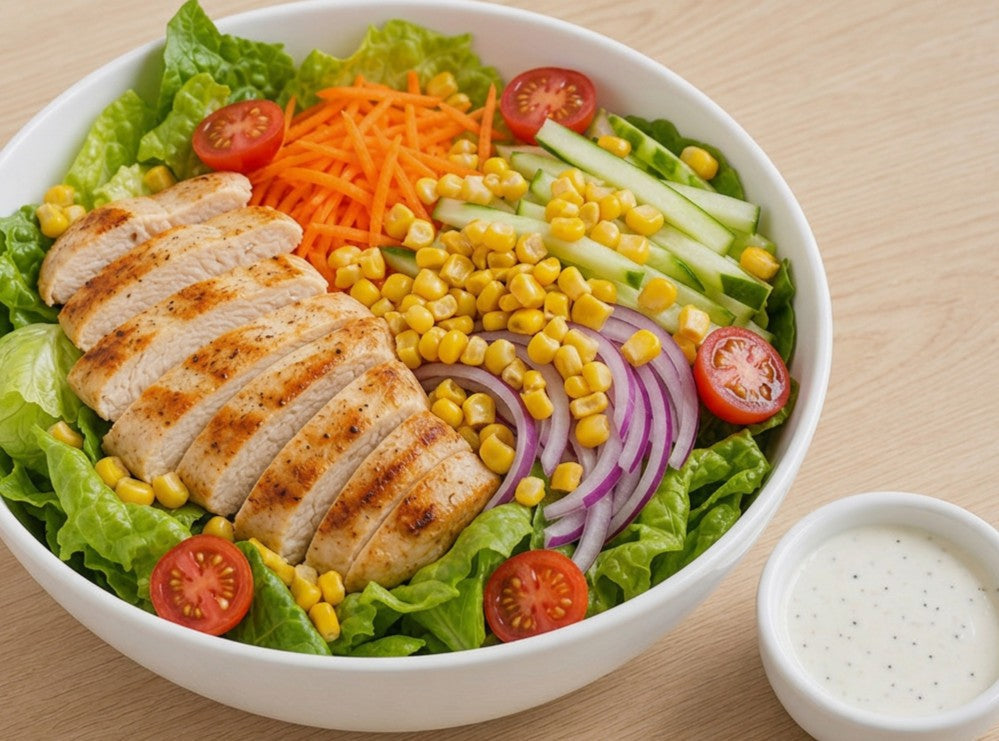 Ensalada Fresca de Pollo con Aderezo Casero