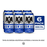 TECATE LIGHT 355ML SIX PACK BOT