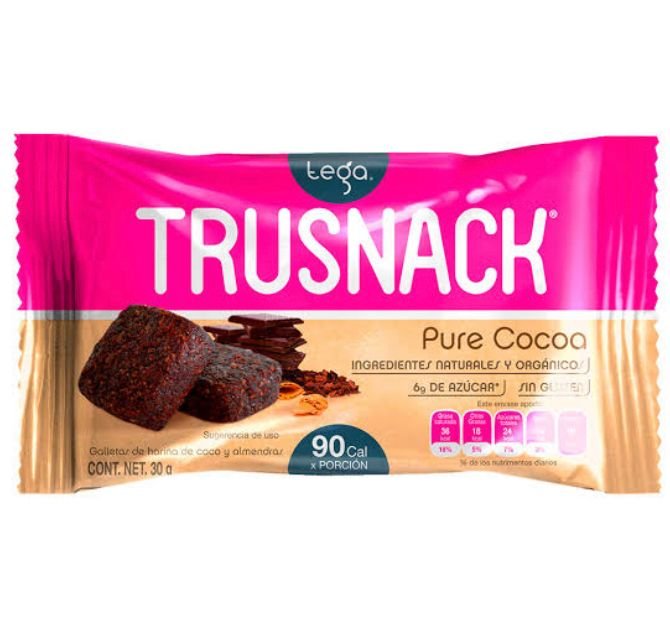 TRUSNACK PURE COCOA 30GR. TEGA – Super Mode SA de CV